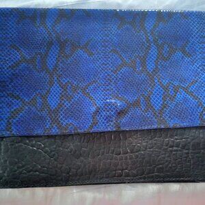M. Andonia Los Angeles Blue Snake Skin & Leather Clutch Bag